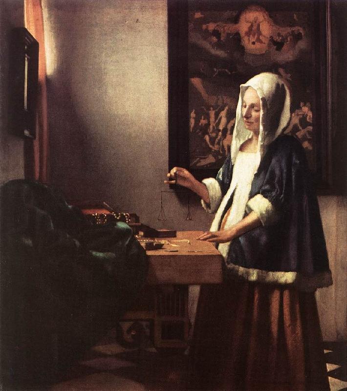 VERMEER VAN DELFT, Jan Woman Holding a Balance t oil painting image